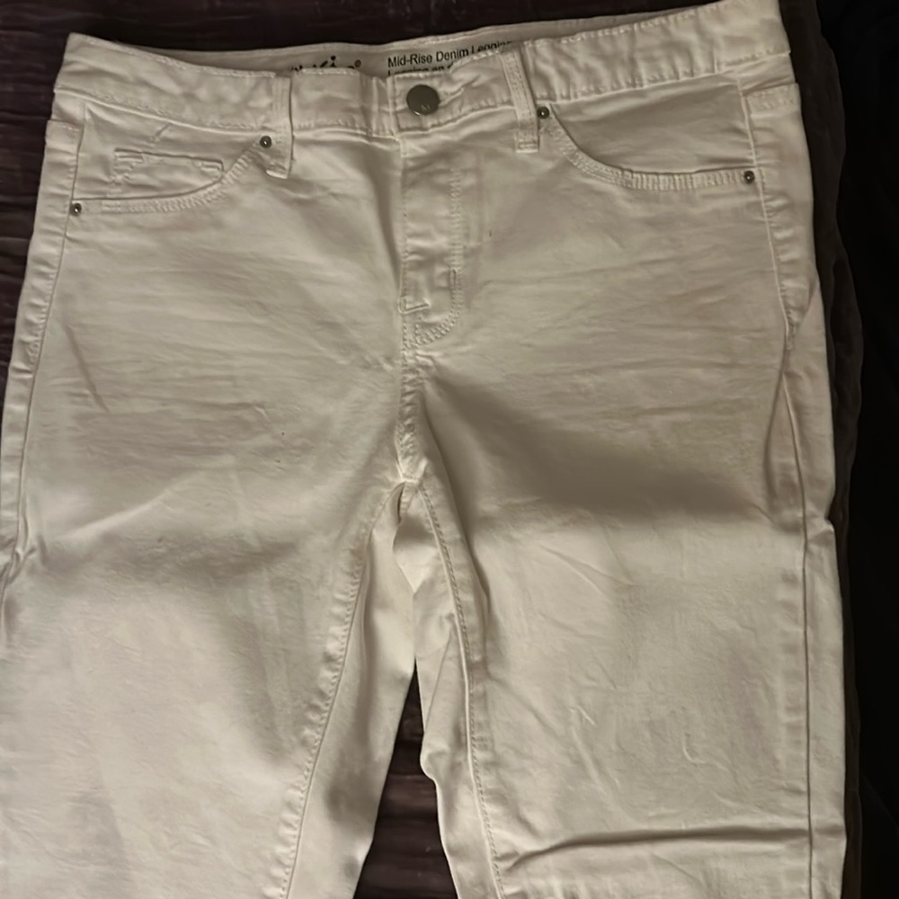 Mossimo Skinny Jeans Mid-Rise Jegging Adult Size 6  White Denim Stretch Super